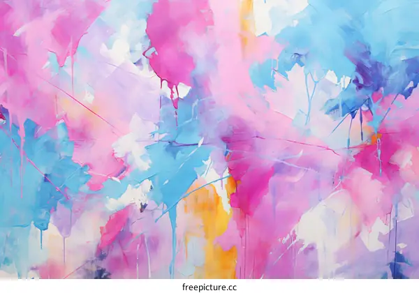 Colorful abstract painting with pink, blue, and purple hues