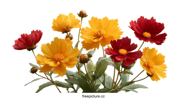 [Transparent Background PNG]Colorful Flower Arrangement on White Background