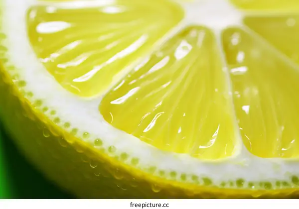 Close-up photo of a juicy lemon wedge
