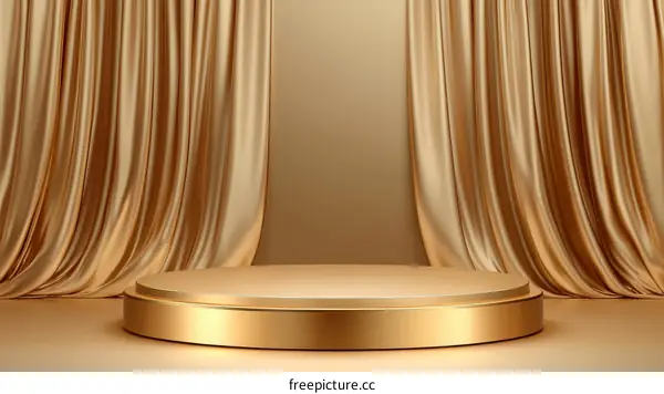 Luxury Gold Podium Display with Drapery