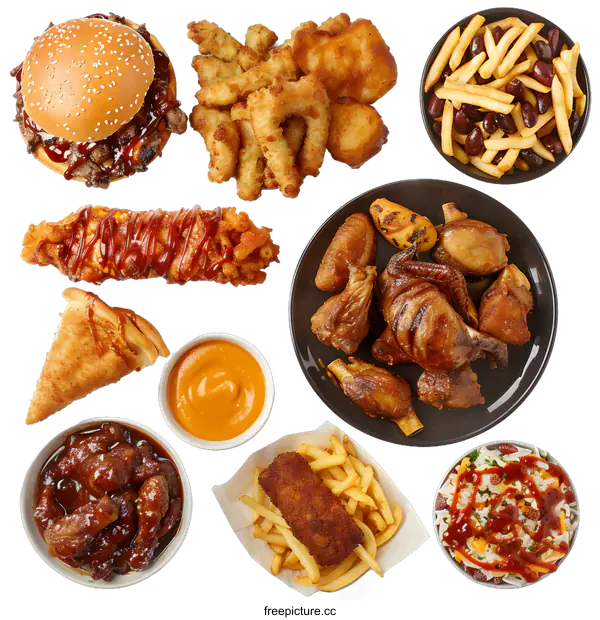 [Transparent Background PNG]Assortment of Fried Fast Food Items