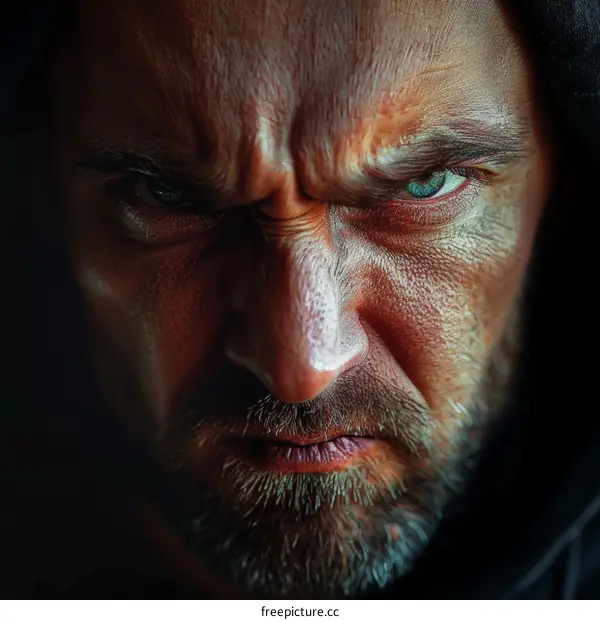 Close-up Portrait of a Serious Man