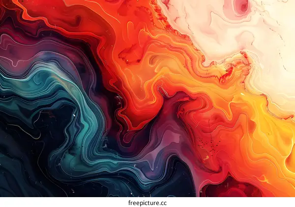 Red and blue liquid mixing together