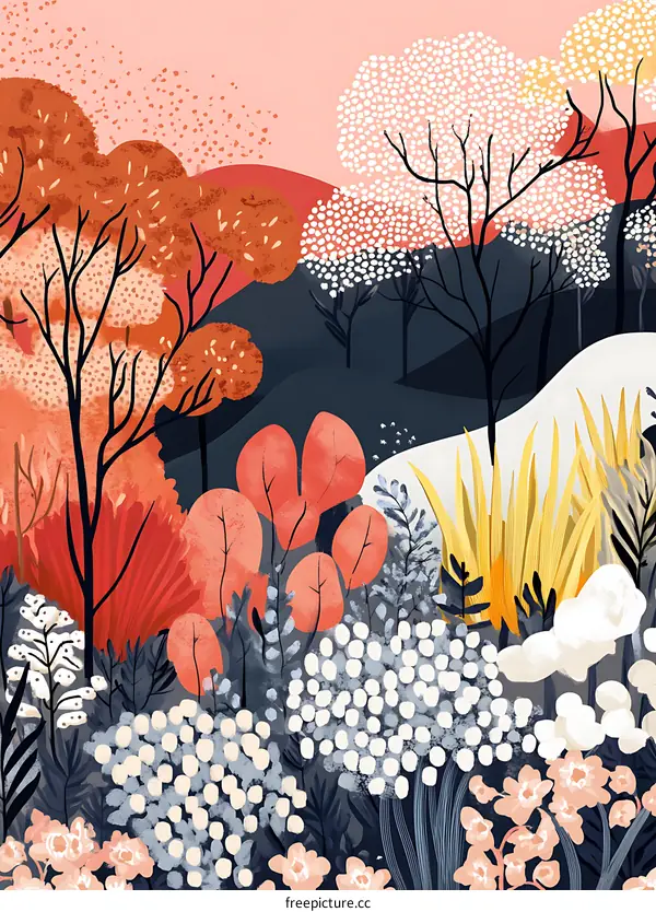 Abstract Colorful Forest Illustration
