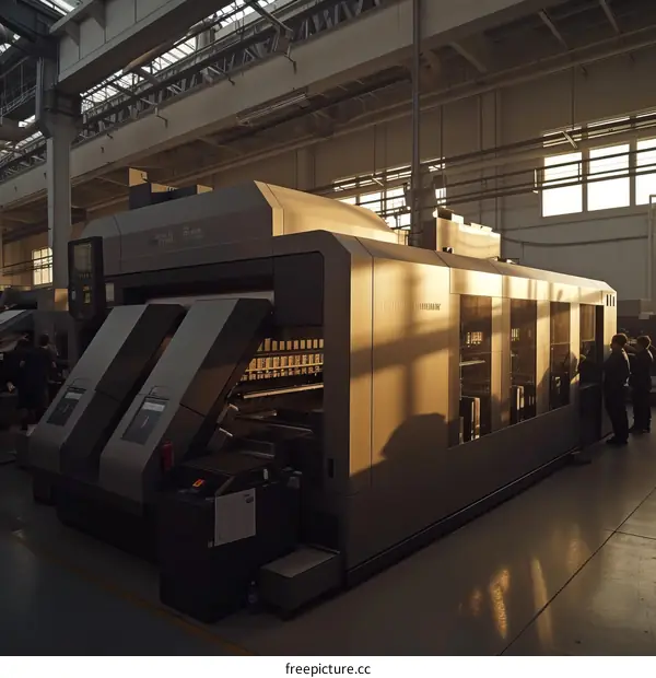 Industrial printing machine in a modern factory