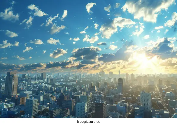 City Skyline Sunrise with Cloudscape