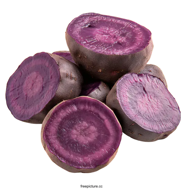 [Transparent Background PNG]Close Up of Sliced Purple Sweet Potatoes