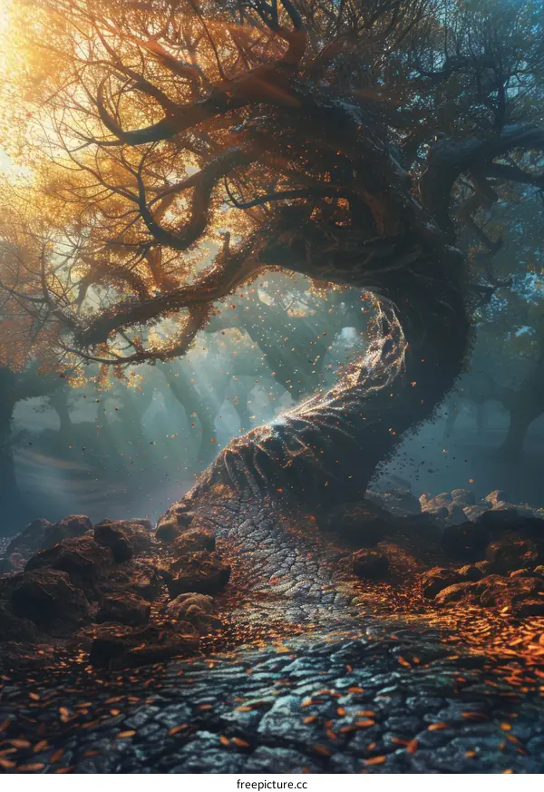 Mystical Tree with a Hole in the Trunk