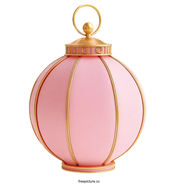 [Transparent Background PNG]Pink Decorative Sphere with Gold Accents