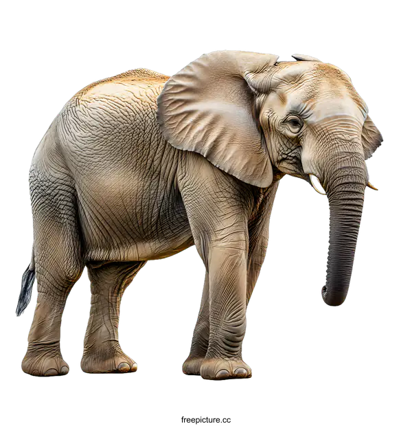 [Transparent Background PNG]African Elephant Standing on White Background
