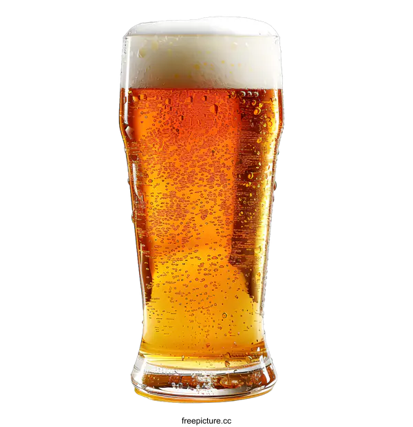 [Transparent Background PNG]Cold Glass of Beer with Condensation