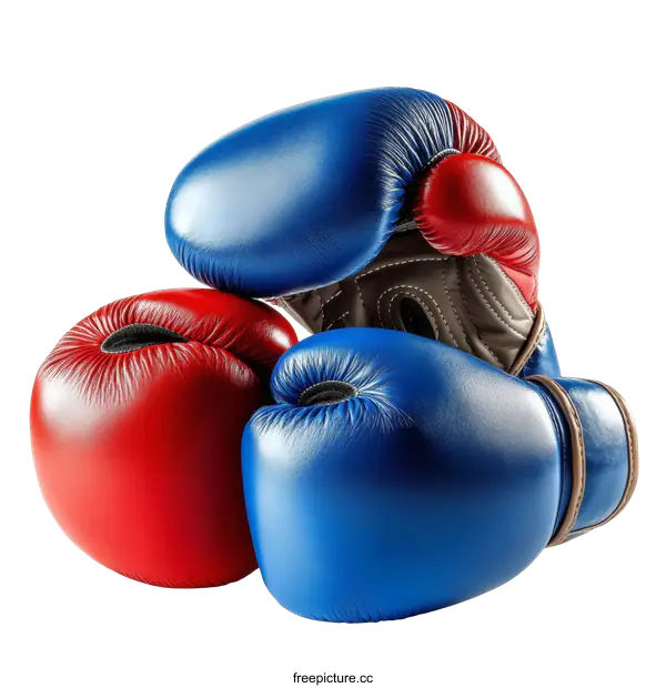 [Transparent Background PNG]Pair of Boxing Gloves in Red and Blue