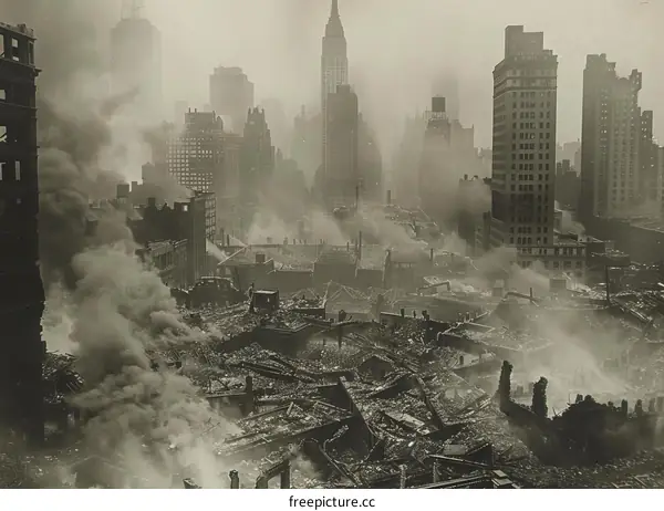 Ruins of the Equitable Life Building, New York City, 1942