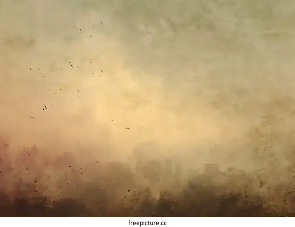 Vintage Cityscape Illustration in Sepia Tones