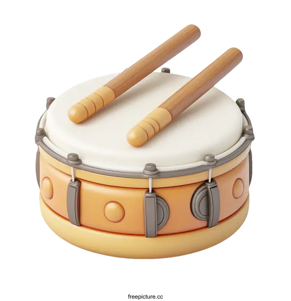 [Transparent Background PNG]Cartoon Drum with Sticks Illustration
