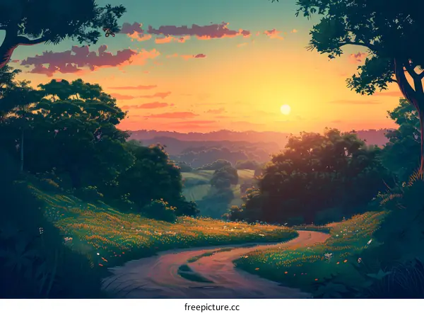 Country Road at Sunset