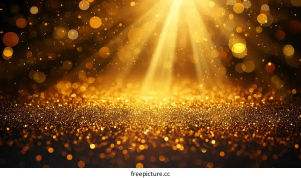 Golden glitter background with spotlight