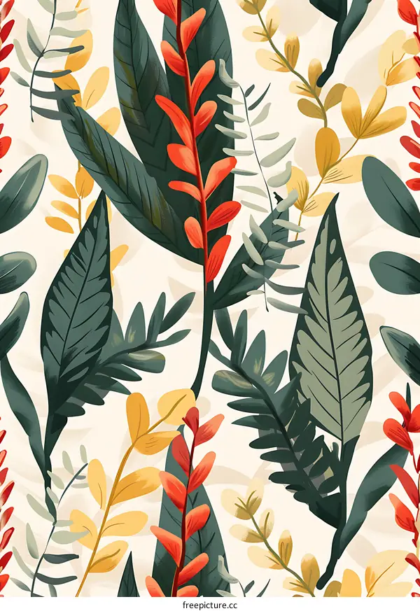 Tropical Leaves Seamless Pattern Illustration