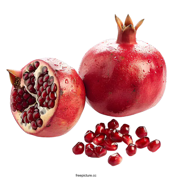 [Transparent Background PNG]Ripe Pomegranates on White Background