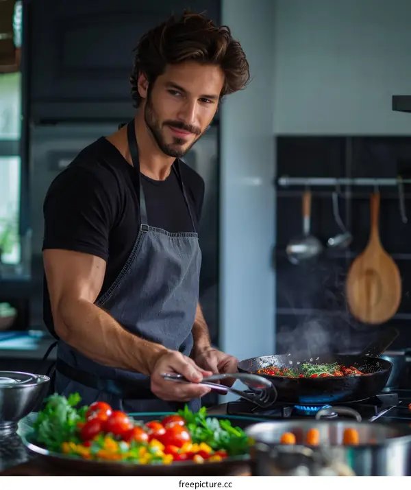 Cooking with a handsome chef