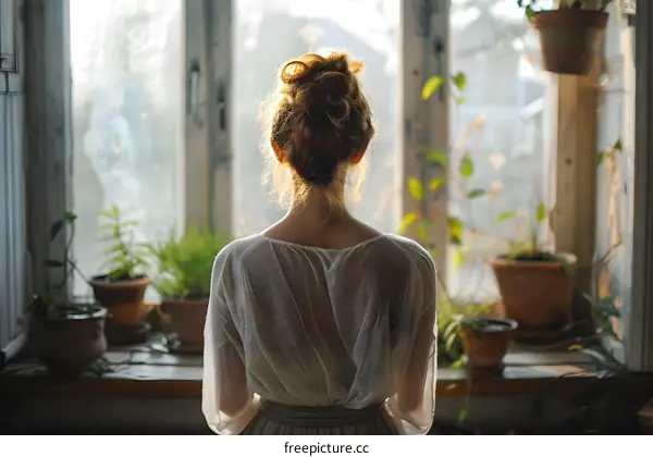 girl in front of the window