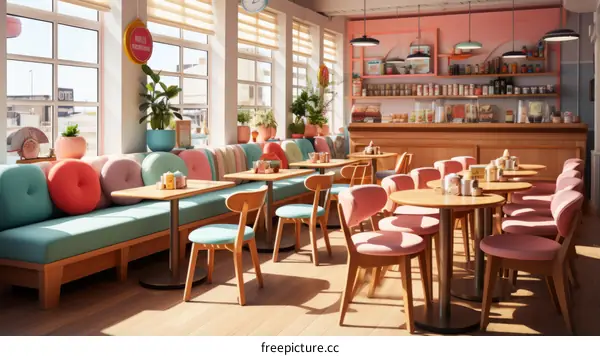 Pastel Pink and Blue Retro Diner