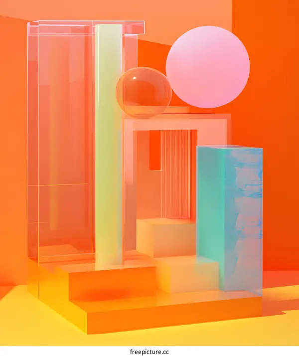 Abstract Geometric Shapes Background With Orange And Yellow Colors