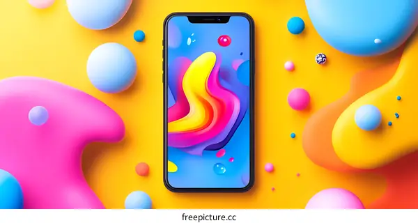 Colorful Abstract Background with Smartphone