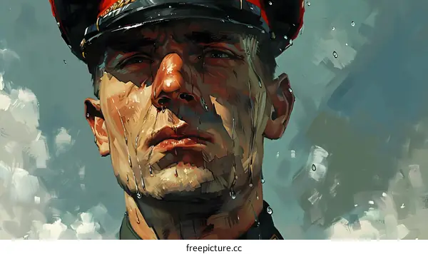 Sweating Soldier Digital Art Portrait