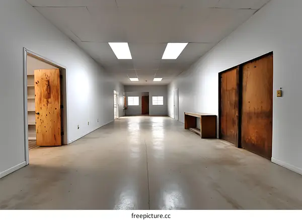 Empty Corridor in a Commercial Building Interior