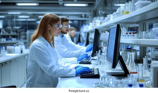 Scientists Working in Modern Laboratory