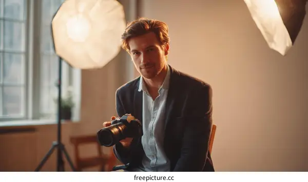 Studio Portrait of a Caucasian Male Photographer