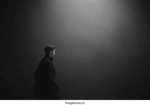 A man walking in the dark alleyway