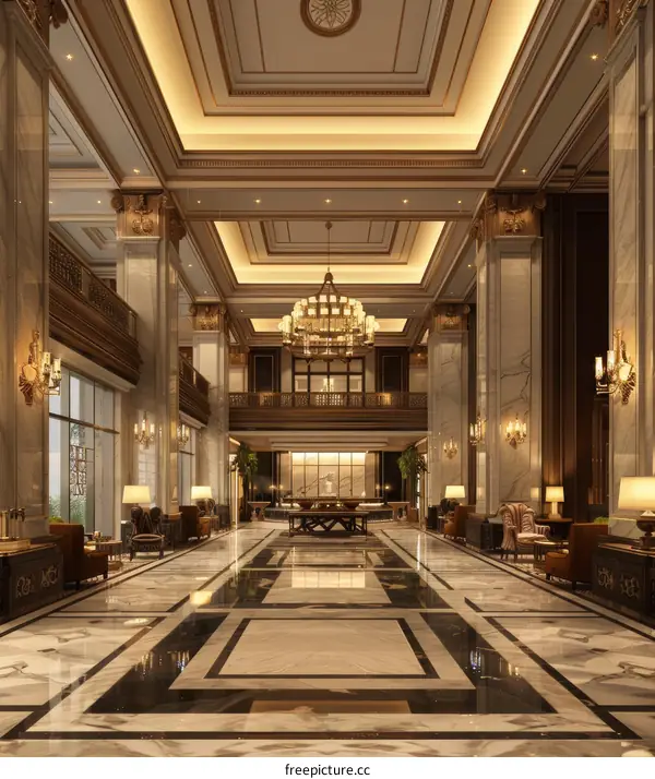 Luxurious Grand Hotel Lobby Interior
