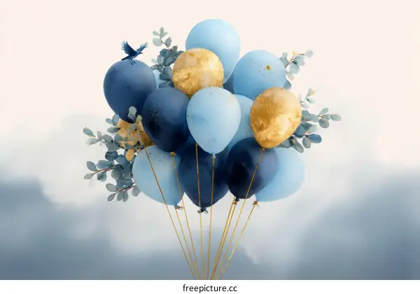 Blue and Gold Balloons Illustration Background