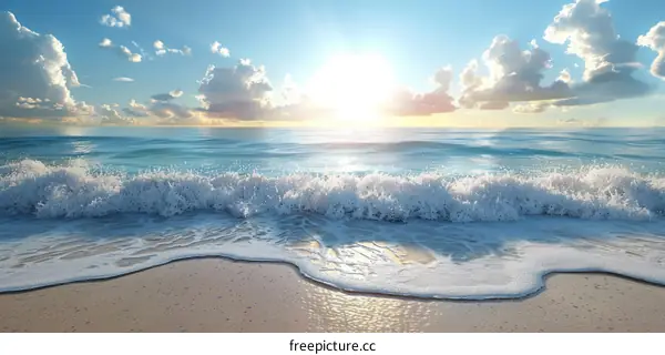 Tranquil Beach Scene with White Sands and Azure Waters