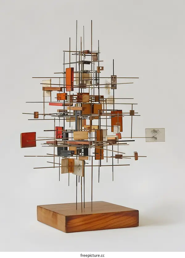 Abstract Sculpture Made of Wood and Metal