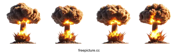 [Transparent Background PNG]Nuclear Explosion Sequence Illustration