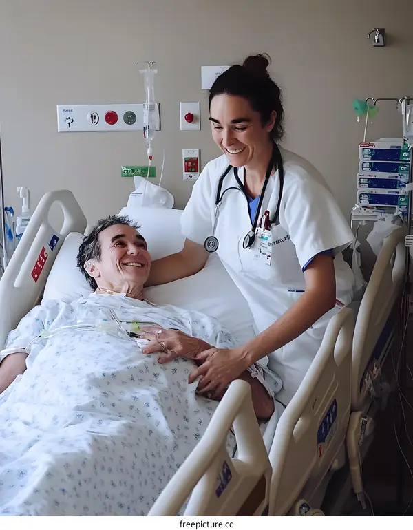Nurse Caring for Patient in Hospital Bed