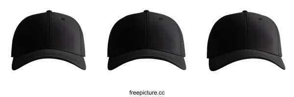 [Transparent Background PNG]Blank Black Baseball Caps Mockup