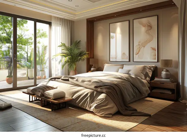 Modern Bedroom Interior Design Illustratrion