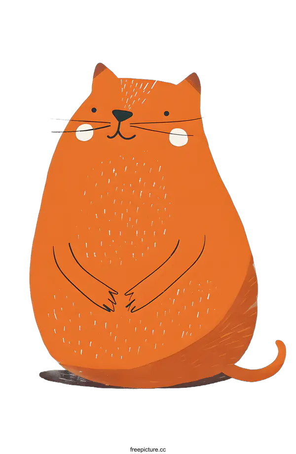 [Transparent Background PNG]Cute Cartoon Orange Cat Illustration