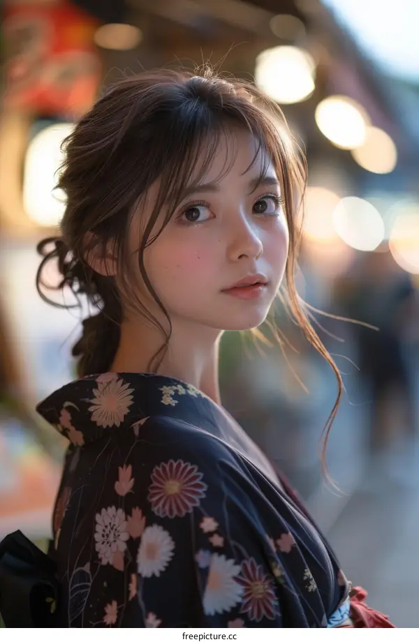 Japanese Woman in Traditional Kimono