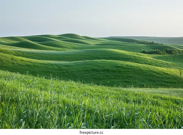 Rolling green hills of Kansas' Flint Hills