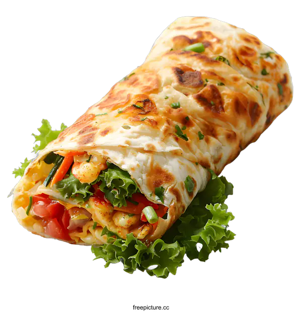 [Transparent Background PNG]Delicious Vegetable Wrap on White Background
