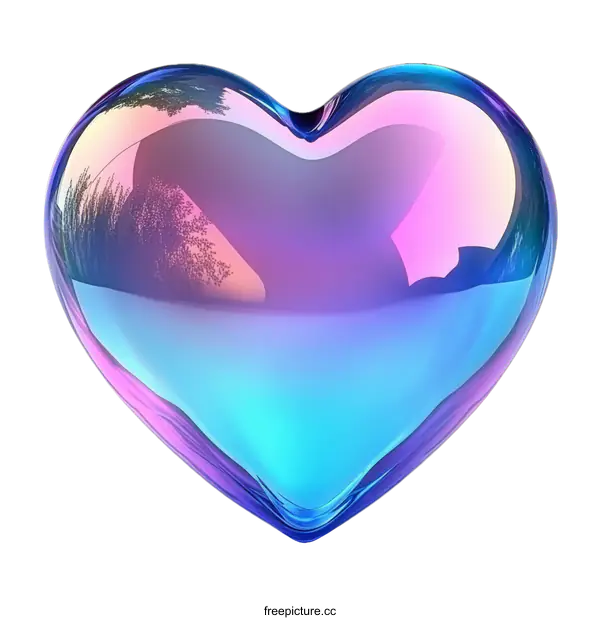 [Transparent Background PNG]Colorful iridescent heart illustration