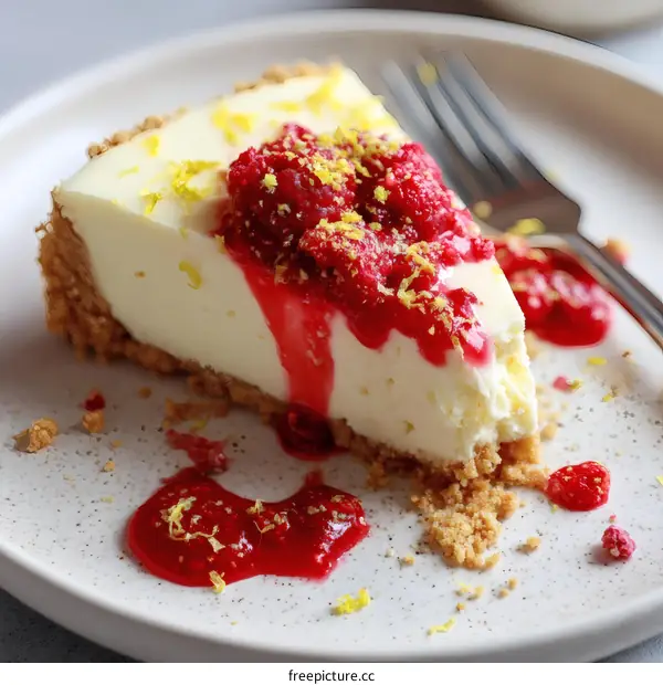 Lemon Cheesecake with Raspberry Sauce Dessert