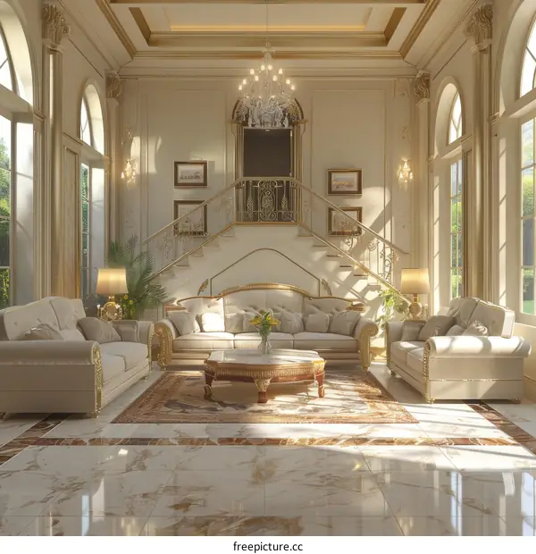 Opulent Living Room with Stunning Elegance and Luxurious Home Decor