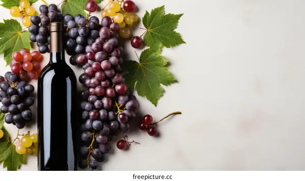Still life of red wine with grapes