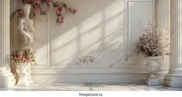 Elegant Classical Interior Scene with Sunlight